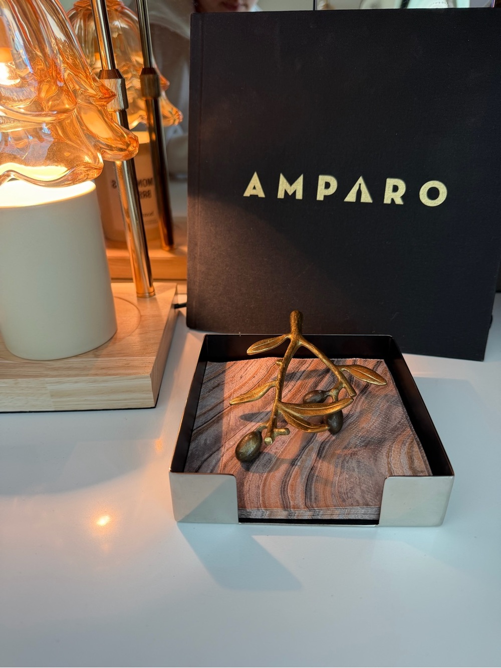 Michael Aram Gold Mistletoe Cocktail Napkin Holder